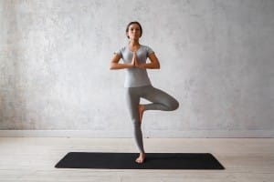 Yoga at Home on Wood Floor